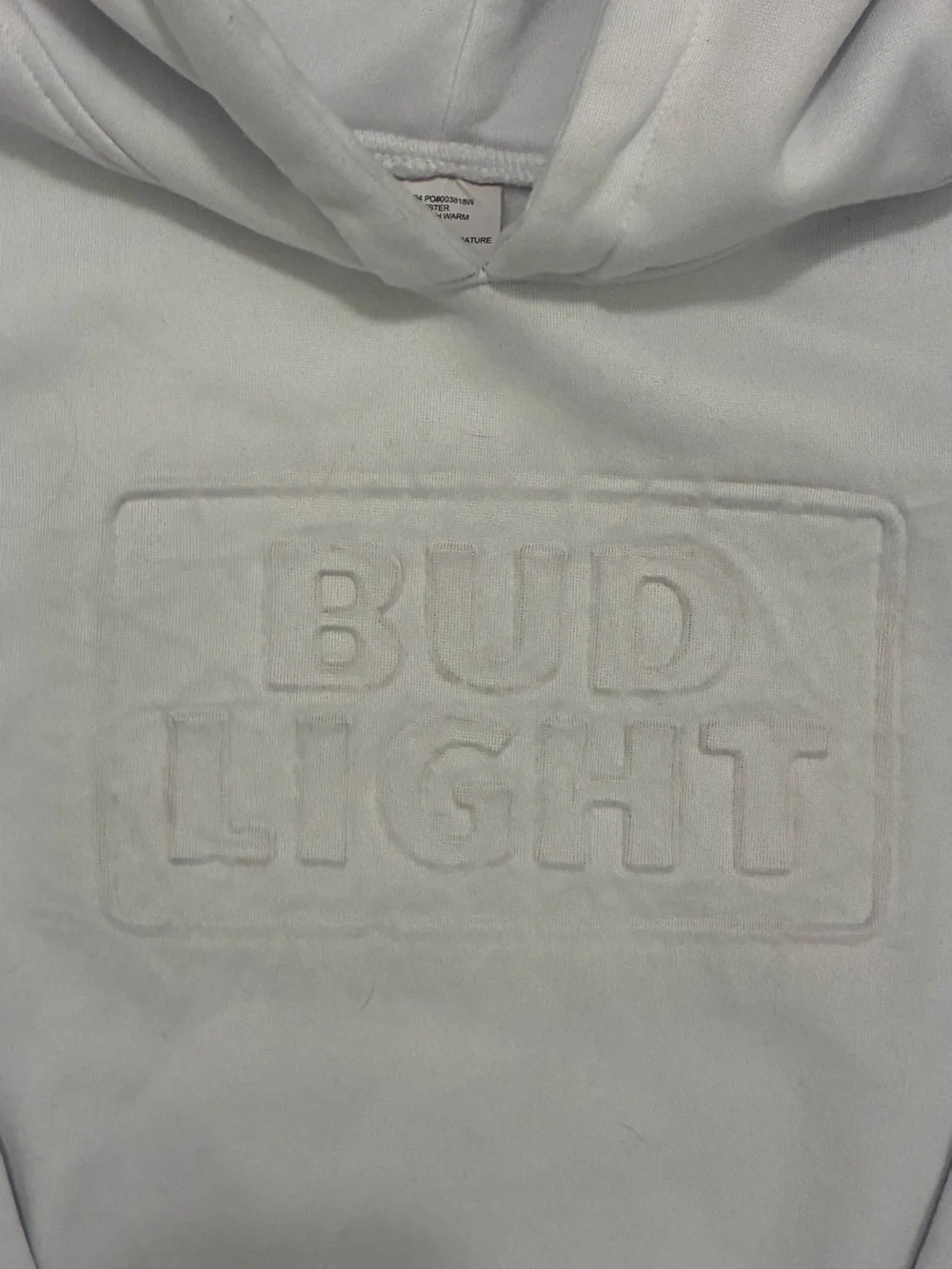 Bud Light Embroidered Logo White Hoodie - Picture 3 of 5